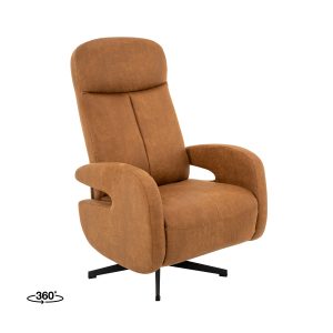 LABEL51 Fauteuil Esbjerg - Cognac - Micro Suede - Manueel Verstelbaar