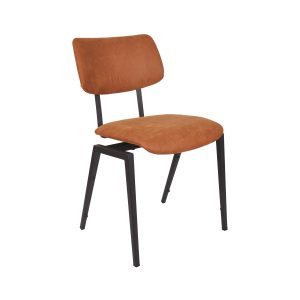 LABEL51 Eetkamerstoel Stapelbaar - Cognac - - Zwart Metalen Frame