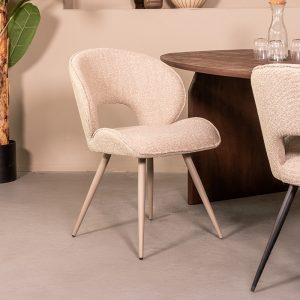 LABEL51 Eetkamerstoel Sakura - Naturel - - Taupe Metalen Frame