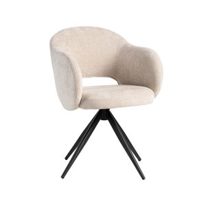 LABEL51 Eetkamerstoel Lela - Naturel - Elite - Zwart Metalen Frame