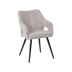 LABEL51 Eetkamerstoel Stan - Naturel - - Zwart Metalen Frame