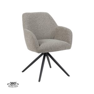 LABEL51 Eetkamerstoel Sayuri - Mushroom - Royal Boucle - Zwart Metalen Frame