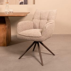 LABEL51 Eetkamerstoel Amalfi - Mushroom - - Brons Metalen Frame