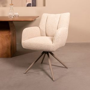 LABEL51 Eetkamerstoel Padua - Naturel - - Taupe Metalen Frame