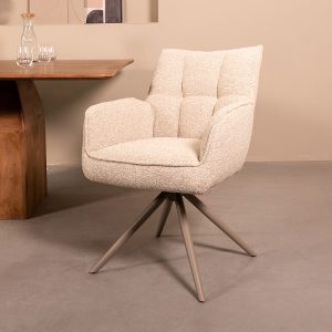 LABEL51 Eetkamerstoel Amalfi - Naturel - - Taupe Metalen Frame