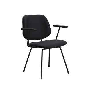 LABEL51 Eetkamerstoel Gastron - Zwart - Fluweel - Zwart Metalen Frame