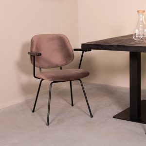 LABEL51 Eetkamerstoel Gastron - Taupe - - Zwart Metalen Frame