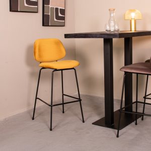 LABEL51 Barkruk Bello - Oker - Fluweel - Hoog