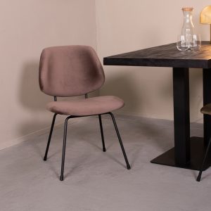 LABEL51 Eetkamerstoel Bello - Taupe - - Zwart Metalen Frame