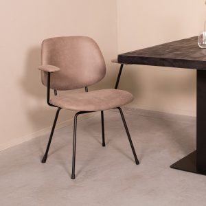 LABEL51 Eetkamerstoel Rivano - Taupe - - Zwart Metalen Frame