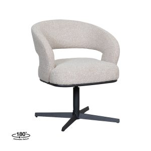 LABEL51 Eetkamerstoel Monaco - Naturel - Royal Boucle - Zwart Metalen Frame