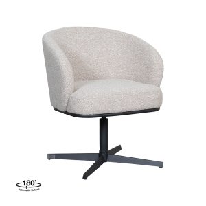 LABEL51 Eetkamerstoel Cannes - Naturel - Royal Boucle - Zwart Metalen Frame