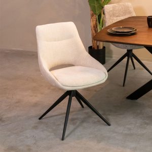 LABEL51 Eetkamerstoel Marlow - Naturel - Elite - Zwart Metalen Frame