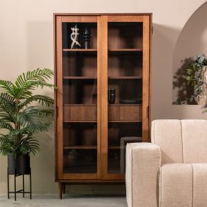 LABEL51 Vitrinekast Jule - Walnoot - Eiken - One Size