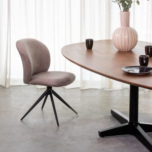 LABEL51 Eetkamerstoel Kimo - Naturel - Boucle - Zwart Metalen Frame