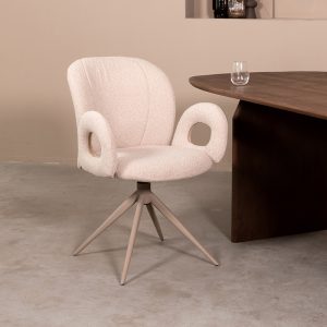 LABEL51 Eetkamerstoel Neo - Naturel - Boucle - Taupe Metalen Frame