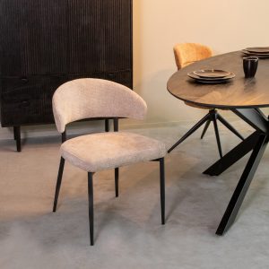 LABEL51 Eetkamerstoel Bliss - Clay - Elite - Zwart Metalen Frame