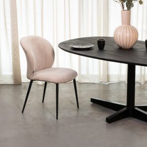 LABEL51 Eetkamerstoel Vino - Naturel - Elite - Zwart Metalen Frame