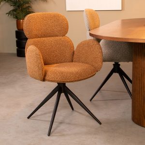 LABEL51 Eetkamerstoel Vidar - Coral - Royal Boucle - Zwart Metalen Frame