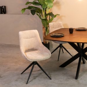 LABEL51 Eetkamerstoel Marlow - Clay - Elite - Zwart Metalen Frame