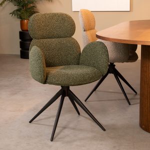 LABEL51 Eetkamerstoel Vidar - Forest - Royal Boucle - Zwart Metalen Frame