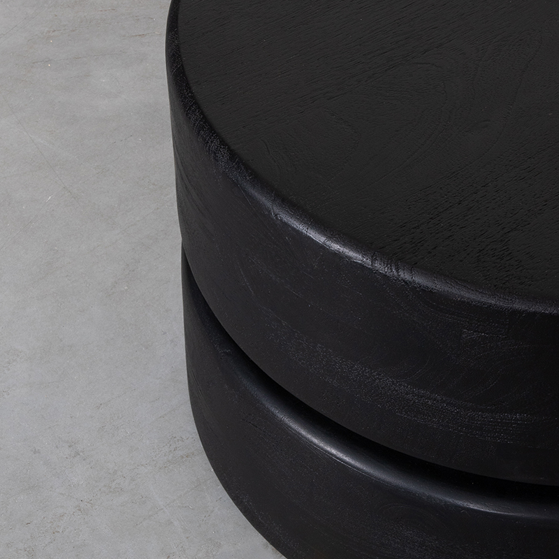 LABEL51 Salontafel Milly - Zwart - Mangohout - 50 cm - Rond Mangohout