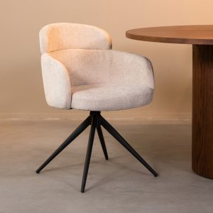 LABEL51 Eetkamerstoel Levi - Naturel - Elite - Zwart Metalen Frame