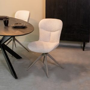 LABEL51 Eetkamerstoel Thorben - Naturel - Canyon - Taupe Metalen Frame