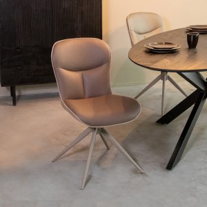 LABEL51 Eetkamerstoel Thorben - Bruin - Microvezel - Taupe Metalen Frame