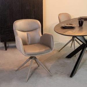 LABEL51 Eetkamerstoel Lasse - Forest - Microvezel - Taupe Metalen Frame