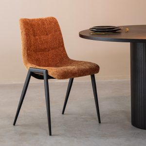 LABEL51 Eetkamerstoel Noor - Cognac - Elite - Zwart Metalen Frame