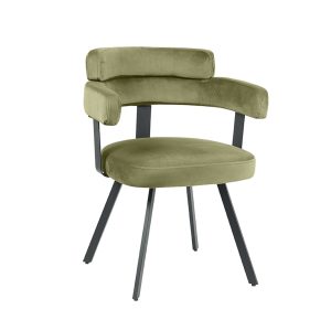 LABEL51 Eetkamerstoel Bardio - Hunter - Fluweel - Zwart Metalen Frame