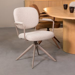 LABEL51 Eetkamerstoel Basel - Naturel - Royal Boucle - Taupe Metalen Frame