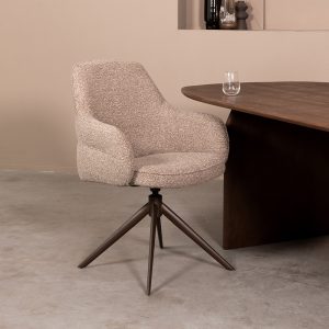 LABEL51 Eetkamerstoel Bern - Mushroom - Royal Boucle - Brons Metalen Frame