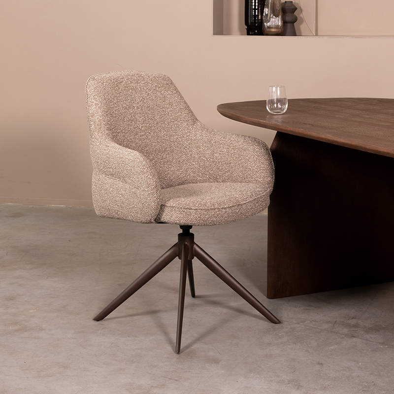 LABEL51 Eetkamerstoel Bern - Mushroom - Royal Boucle - Brons Metalen Frame