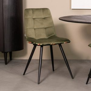 LABEL51 Eetkamerstoel Bistro - Hunter - Fluweel - Zwart Metalen Frame