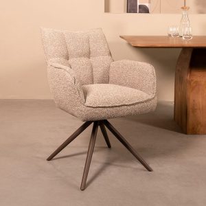 LABEL51 Eetkamerstoel Amalfi - Mushroom - Royal Boucle - Brons Metalen Frame