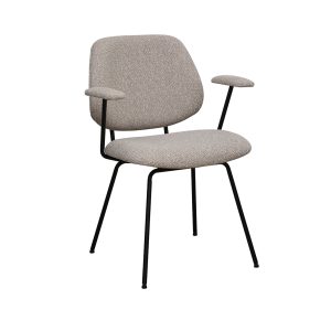 LABEL51 Eetkamerstoel Loreto - Naturel - Royal Boucle - Zwart Metalen Frame