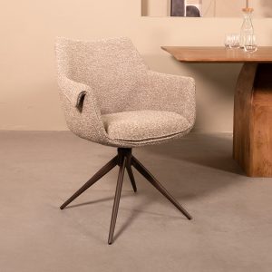 LABEL51 Eetkamerstoel Narumi - Mushroom - Royal Boucle - Brons Metalen Frame