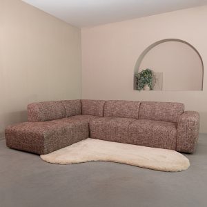 LABEL51 Hoekbank Verona - Cherry Chocolate - Geweven - Links Voorstaand