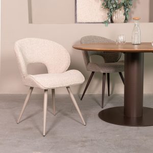 LABEL51 Eetkamerstoel Sakura - Naturel - Royal Boucle - Taupe Metalen Frame