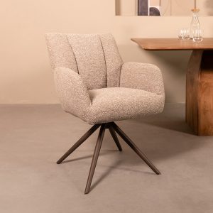 LABEL51 Eetkamerstoel Padua - Mushroom - Royal Boucle - Brons Metalen Frame