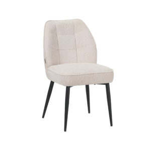 LABEL51 Eetkamerstoel Liam - Naturel - Geweven - Zwart Metalen Frame