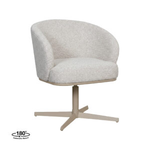 LABEL51 Eetkamerstoel Cannes - Naturel - Boucle - Taupe Metalen Frame