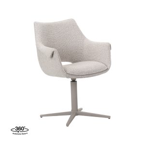 LABEL51 Eetkamerstoel Nozomi - Naturel - Royal Boucle - Taupe Metalen Frame