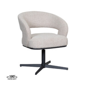 LABEL51 Eetkamerstoel Monaco - Naturel - Boucle - Zwart Metalen Frame