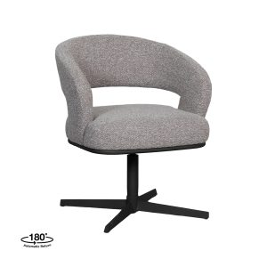 LABEL51 Eetkamerstoel Monaco - Mushroom - Royal Boucle - Zwart Metalen Frame