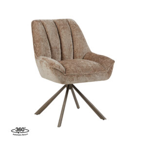 LABEL51 Eetkamerstoel Reims - Taupe - Chenille - Brons Metalen Frame