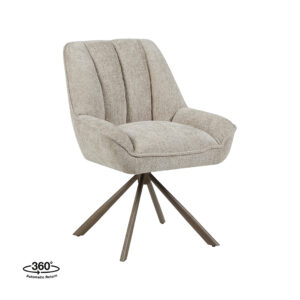 LABEL51 Eetkamerstoel Reims - Naturel - Chenille - Brons Metalen Frame