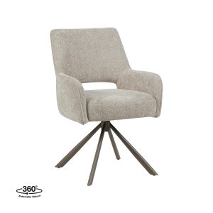 LABEL51 Eetkamerstoel Bergerac - Naturel - Haga - Brons Metalen Frame